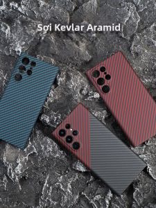 pinkson | Kevlar Carbon Fiber Samsung S22 Ultra S23 Ultra Thin Full Coverage Anti-Fall Heat Dissipation Business Protective Case