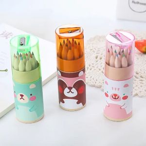 Gratis Semua - Pensil Warna 12 IN 1 Free Serutan Pensil / Pensil Color / Pensil Warna Karakter Kemasan Tabung Murah Import / Pencils High Quality