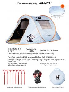 kommot | Instant Automatic Setup Tent UV Resistant Waterproof Windproof For Camping Beach