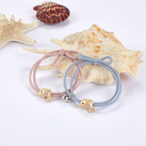 ยางรัดผมแม่เหล็กแบบซ้อนท้ายสำหรับคู่รัก ยางรัดผมแบบมีสายรัดข้อมือ ยางรัดผมแบบมีแม่เหล็กดูดซับกันไม่ทำให้ข้อมือเจ็บ