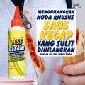 Cairan pembersih penghilang noda saos kecap pada pakaian kain baju seragam celana dan kain lainnya. 