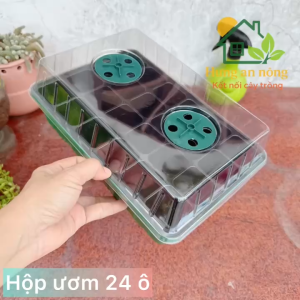 khay ươm hạt giống 24 lỗ có nắp điều chỉnh thông khí giữ ẩm tốt giúp cây nảy mầm nhanh