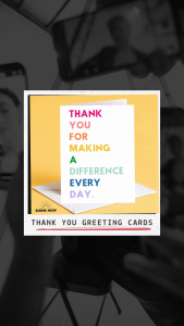 Thank You Card - Thank You for Making a Difference Every Day | Rainbow Block Letters | A6