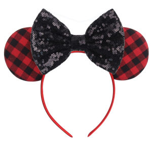 Disney | Cute Sequin Christmas Headband Hairband Soft Bow Mouse Ears Headband DIY New Year Children Headwear Christmas Hair Accessories