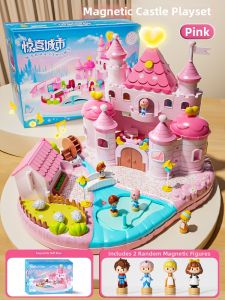 WANJUTEGONGDUI | Assembling Magnetic Building Blocks Intelligence Toy for Girls Elsa Princess Castle Gift