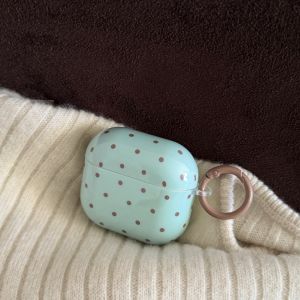 Minimalist Mint Green Brown Wave Point Splice Hook Earphone Case Cover for AirPods 1 or 2 3 4 Pro 2 Pro 3