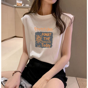 American Style Loose plus Size Sleeveless Vest Design Summer Korean Version Inner Wear Outerwear Base Shirt Trendy Print Commute