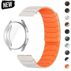 Full TPU Case+Strap for Samsung Galaxy Watch 7 6 5 4 40mm 44mm Magnetic Silicone Strap+Protector Cover for Galaxy watchband