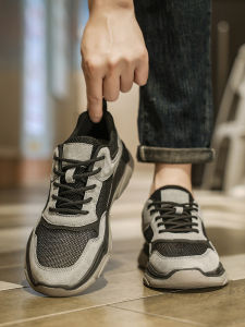 Mens Summer Breathable Thin Mesh Sports Casual Shoes Low Top round Toe Lace-Up Ventilation Hollow out Design Rubber Outsole