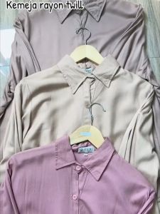 Kemeja Rayon Twill Basic Lengan Panjang Kekinian By Zubi Fashion