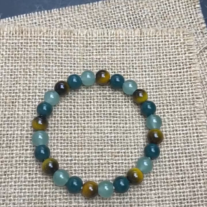 Career Success Crystal Beaded Bracelet Natural Tiger Eye Green Aventurine Stone Bracelet for Wealth Prosperity Lucky Charm Healing Crystal Bracelet for Men Women Gift