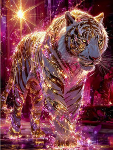 Jigsaw Puzzle Artistic Fluorescent Tiger Animal Portrait For Adults Family Creative Fun Stress Relief Birthday Holiday Gift