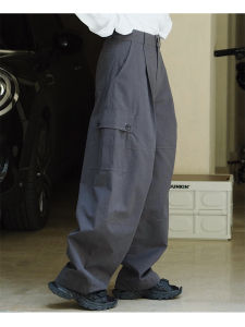 American Retro Style High Waist Wide Leg Casual Pants Women Loose Fit Pocket Large Street Style Long Trousers Autumn New Arrival