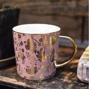 Retro Japanese Ceramic Mugs Gold-Plated Floral Pattern Handle Elegant Home Use Coffee Tea Cups Underglaze Color Dining Utensils