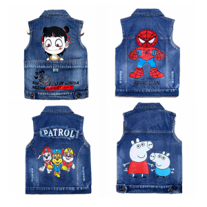 Kids Denim Vest Man Spring & Fall Baby Girl Waistcoat Pure Cotton Childrens Clothing Children Vest Top Outwear Easiest for Match Tide