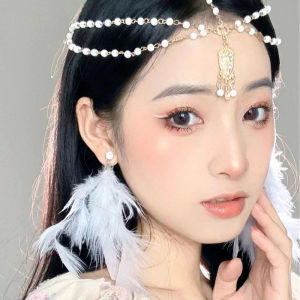 Bohemian Feather Ear Cuffs Womens Fashion Accessories Tassel Brow Heart Drop Exaggerated White Fairy Atmosphere Earrings