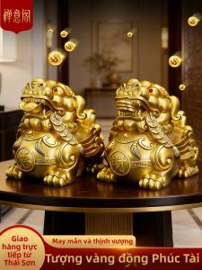 Wealth Attracting Pixiu Pair Statuette Pure Brass