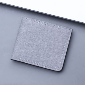 JOLIZEON Mens Short Canvas Wallet Zipper Pocket Super Thin Denim Fabric No Tag Lightweight Portable Money Clip