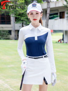 Spring Summer Womens Golf Clothing Long Sleeve Slim Fit Polo Shirt T-Shirt Color Block Collar Sportswear Golf Outfit