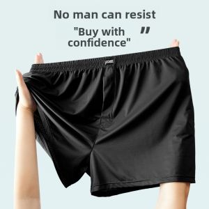 Ice Silk Minimalist Nature Boxer Pure Color Mid-Waist Quick Drying Underwear for Men U-Convex Design Large Size