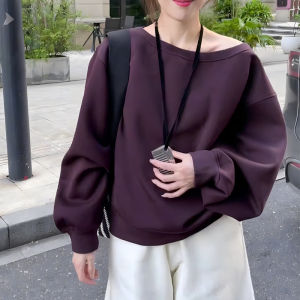 UYFY | Loose Long Sleeve Sweatshirt Womens Purple Fashionable Autumn New Style Casual Loose Slimming Top Commute Style Korean Version