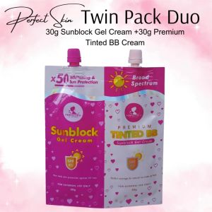 Perfect Skin Sunblock Cream Gel Twin Pack  x50 Whitening & Sun Protection 30g