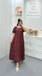 YURY LONG DRESS GAMIS MODERNDRESS MODERNDRESS KEKINIANDRESS RAYON PREMIUMHOME DRESS MOTIF BUNGA BY ANNISA COLECTION