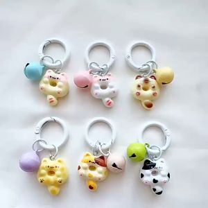 Móc khoá mèo donut kèm chuông nhiều màu dễ thương treo balo thú bông đồ handmade | Xiaoxingyarn