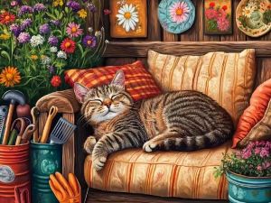 Kayou | Adult Jigsaw Puzzle 1000 Pieces Puzzle Sleeping Tabby Cat Paper Puzzle Decorative Painting Exercise Brain Thinking Home Decor