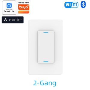 Matter WiFi Smart Light Switch 100-240V 1/2/3 Gang Need Neutral Wire  Control Works With Smart Life&Tuya App Alexa Google Home