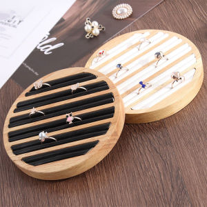 Wood Round Shape Jewelry Tray Ring Earrings Bracelet Display Plate Jewellery Storage Stand Counter Props