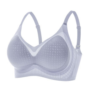 MiiOW | Wireless Ice Silk Seamless Bra Womens Thin Summer Large Chest Small Appearance V-Neck Adjustable Strap Nylon Fabric No Pad Design