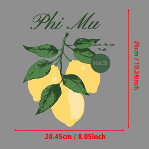 1PC Phi Mu Lemon Art Print Design Iron-on Transfer For Clothing DIY Washable T-shirt Thermal Sticker Patches Applique