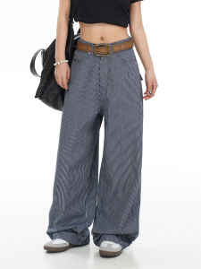 Quần Jeans Denim Cạp Cao Xanh Nhạt Dọc Phong Cách Mỹ Quần Dài Dài Đến Sàn Cho Nữ Xuân 2025 Quần Dài Thường Ngày