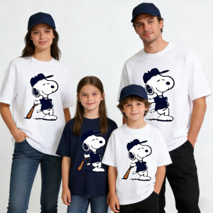 52TOYS | Cute Snoopy Hugging T-Shirt Men Anime Graphic Tees Summer Casual Short Sleeve Tops Fashion Streetwear Family Matching Outfits
