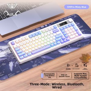AULA | Wireless Bluetooth Dual Mode Gaming Office Silent Keyboard Side-Carved Gradient Keys Display Screen