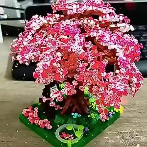 ตัวต่อบ้านต้นไม้ซากุระ ตัวต่อสีชมพู ตัวต่อเลโก้ดอกไม้อนุภาคขนาดเล็ก ของขวัญวันเกิดสำหรับเด็กชายและเด็กหญิง ตัวต่อ