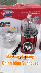 Máy xay sinh tố đa năng chính hãng Sunhouse SDH5323Kèm 3 cối xayLưỡi dao Inox tháo rời dễ vệ sinhCông suất máy cao