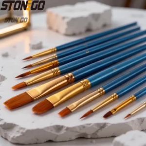10Pcs Set High Quality Nylon Watercolor Gouache Paint Brushes Round Tip DIY Fabric Painting Brushes