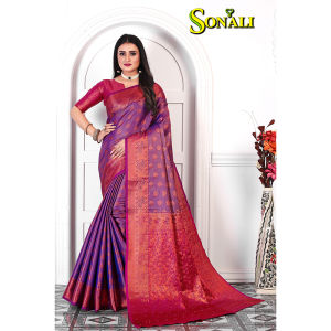 Sonali Premier Quality Women Sarees | Semi Kanchipuram (Silver / Copper Brocade with Diamonds) Sarees - Q1752A/Q1752B/Q1752C/Q1752D/Q1752E