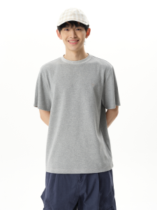 Roaringwild | Waffle Pattern Pure Color Loose Round Neck Short Sleeve T-shirt