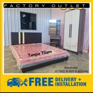 Set bilik tidur dengan almari pintu selak /Bedroom Set with doors wardrobe