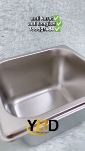Food pan stainless Ukuran 1/6 x 10cm / Wadah makanan bumbu dan Boba