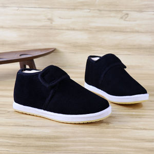 Wang Yuan Mens Winter plus Velvet Cotton Shoes Mens and Womens Middle-Aged and Elderly Beef Tendon Bottom Velcro Black Non-Slip Warm Cotton-Padded Shoes Mens