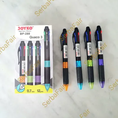 Pulpen 4 Warna HITAM BIRU MERAH HIJAU / QUACO 3 JOYKO BP 288 / PRAKTIS