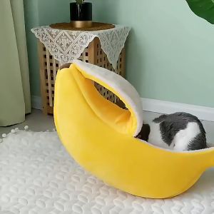 Tempat Tidur Kucing Anjing Model Pisang Pet Banana Bed Lembut Sarang Hewan Peliharaan Kasur Sleeping Pouch Hamster Sugar Glider