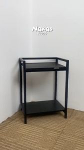 Oxihom Meja Nakas Meja Dapur Kecil Meja Kopi Rak Dapur Kayu dan Besi
