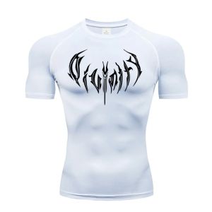 New Trendy Y2K Compression for Mens Running T-Shirt Double-Layer Harajuku Gym Sports Quick-Drying Cycling Jogging Training Top