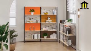 Marino Home ชั้นวางของ วางเอนกประสงค์ วัสดุไม้+เหล็ก 4 ชั้น แถมฟรี!! กล่องใส่รองเท้า แพ็ค 6 กล่อง No.Y1550