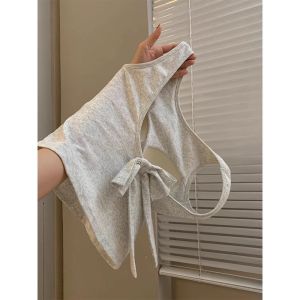 Korean Style Butterfly Knot Strapless Vest Womens Summer Outdoor Wear with Chest Pad Slimming Sweet And Spicy Girl Sleeveless Top